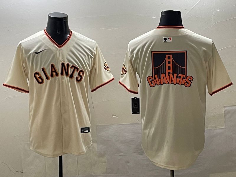 Men San Francisco Giants Blank Cream Game 2025 Nike MLB Jersey style 2